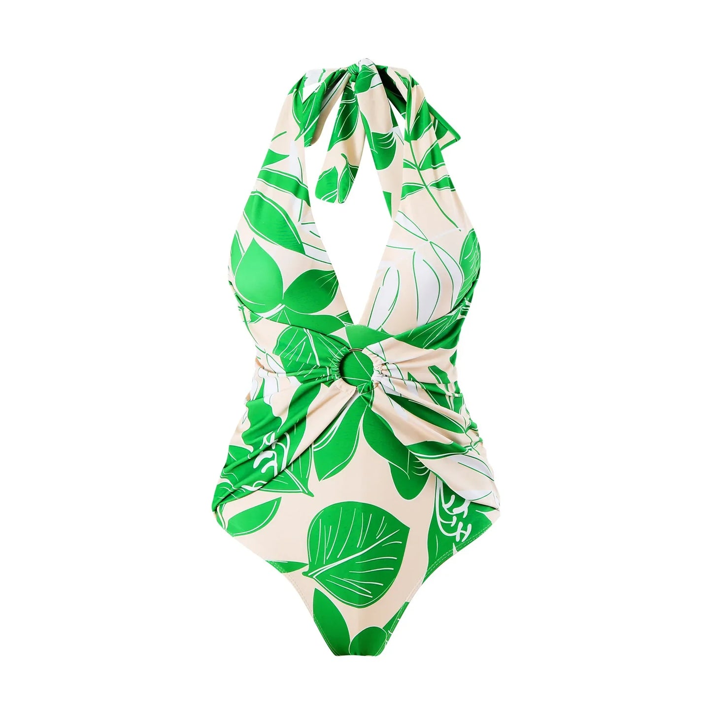 Conjunto Estampado con Traje de Baño Completo Escote en V y Falda Pareo Ref: 0550