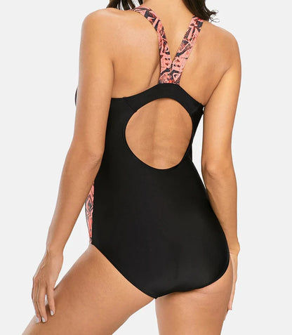 Traje de Baño Completo Deportivo con Tirantes Medios y Abertura en la Espalda Ref: 0677