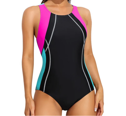 Traje de Baño Completo Deportivo con Líneas de Contorno y Tirantes Anchos Ref: 0673