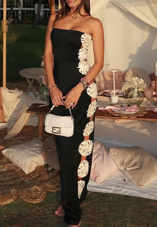 Conjunto de Traje de Baño Completo y Falda con Apliques en Forma de Hojas Ref: 0327