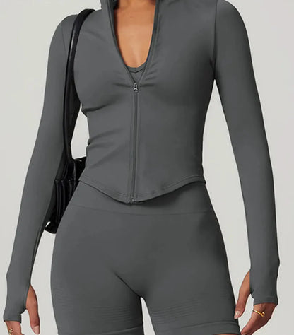 Campera Deportiva Lisa Con Cierre Frontal Y Cuello Alto Ref: 1088