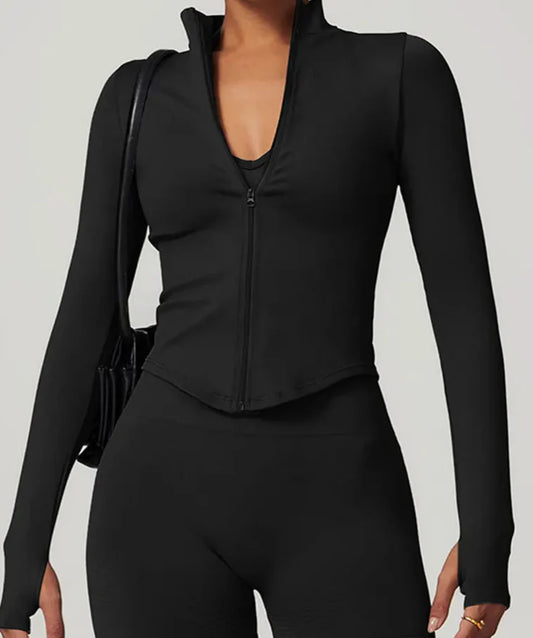 Campera Deportiva Lisa Con Cierre Frontal Y Cuello Alto Ref: 1088